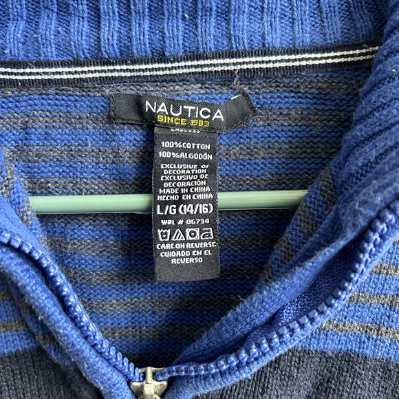 Nautica Boys 1/4 Zip Striped Sweater L - Picture 2 of 3